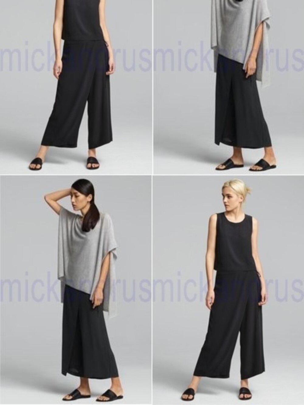 Eileen Fisher Wrap Front Wide Leg 100% Silk Washable Pants Black XS